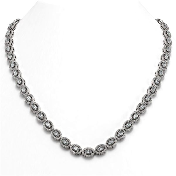 21.69 ctw Oval Cut Diamond Micro Pave Necklace 18K White Gold - REF-1822X5A