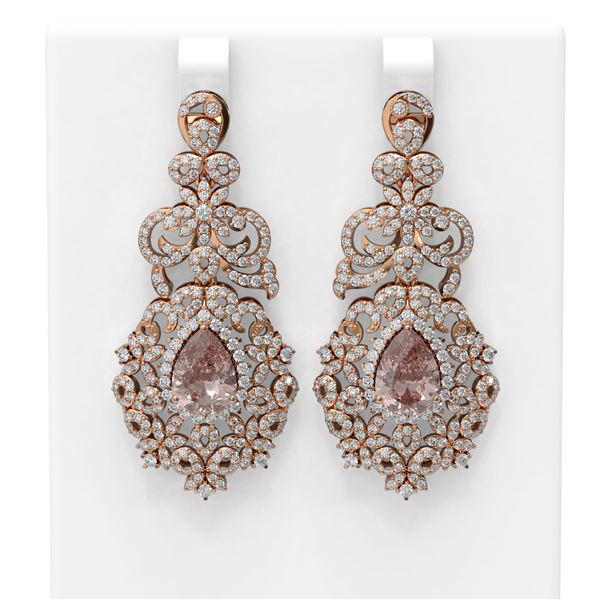 12.22 ctw Morganite & Diamond Earrings 18K Rose Gold - REF-781K8Y