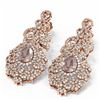 Image 3 : 12.22 ctw Morganite & Diamond Earrings 18K Rose Gold - REF-781K8Y