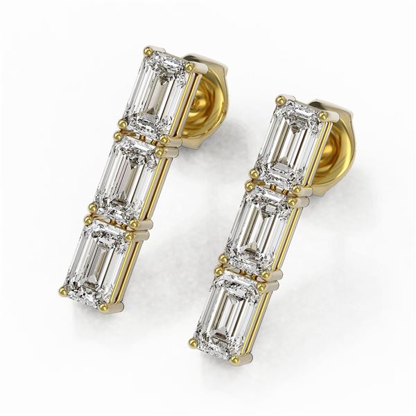 1.62 ctw Emerald Cut Diamond Designer Earrings 18K Yellow Gold - REF-303N8F