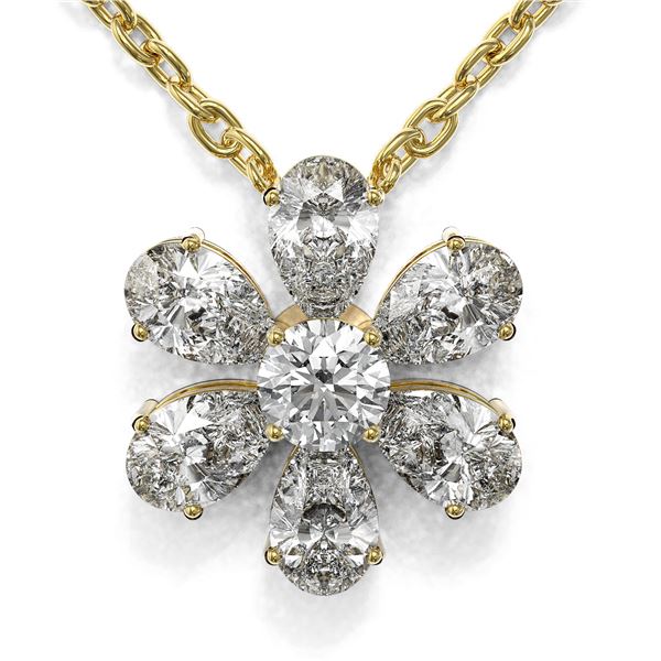 1.25 ctw Pear Cut Diamond Designer Necklace 18K Yellow Gold - REF-185K6Y