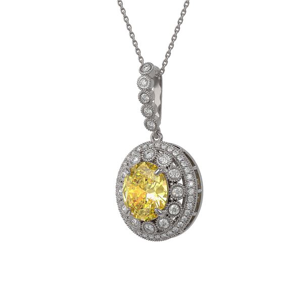 7.66 ctw Canary Citrine & Diamond Victorian Necklace 14K White Gold - REF-143N6F