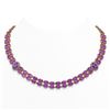 Image 1 : 55.03 ctw Amethyst & Diamond Necklace 14K Yellow Gold - REF-581F8M