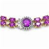 Image 3 : 55.03 ctw Amethyst & Diamond Necklace 14K Yellow Gold - REF-581F8M
