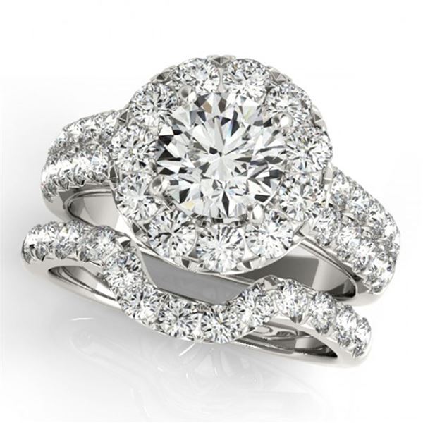 2.06 ctw Certified VS/SI Diamond 2pc Wedding Set Halo 14k White Gold - REF-177Y3X