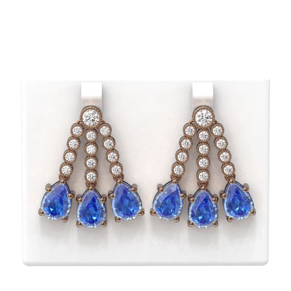 21.42 ctw Tanzanite & Diamond Earrings 18K Rose Gold - REF-890K9Y
