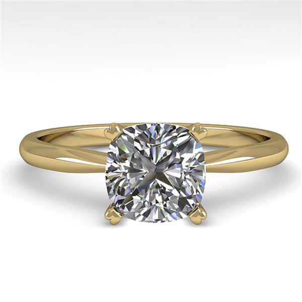 1 ctw Cushion Cut VS/SI Diamond Engagment Designer Ring 18k Yellow Gold - REF-233Y2X