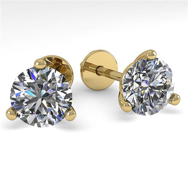 1.53 ctw Certified VS/SI Diamond Stud Earrings Martini 14k Yellow Gold - REF-196Y6X