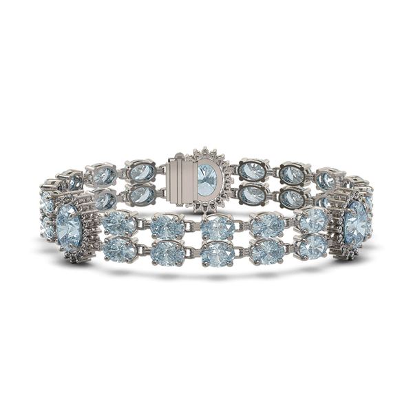 33.79 ctw Sky Topaz & Diamond Bracelet 14K White Gold - REF-225R2K