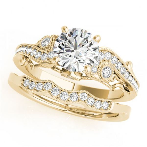 1.57 ctw Certified VS/SI Diamond 2pc Wedding Set Antique 14k Yellow Gold - REF-369K5Y
