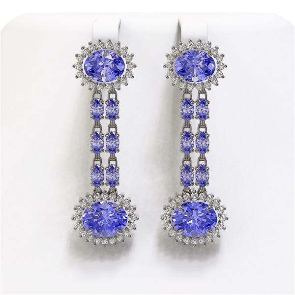 11.94 ctw Tanzanite & Diamond Earrings 14K White Gold - REF-236G4W
