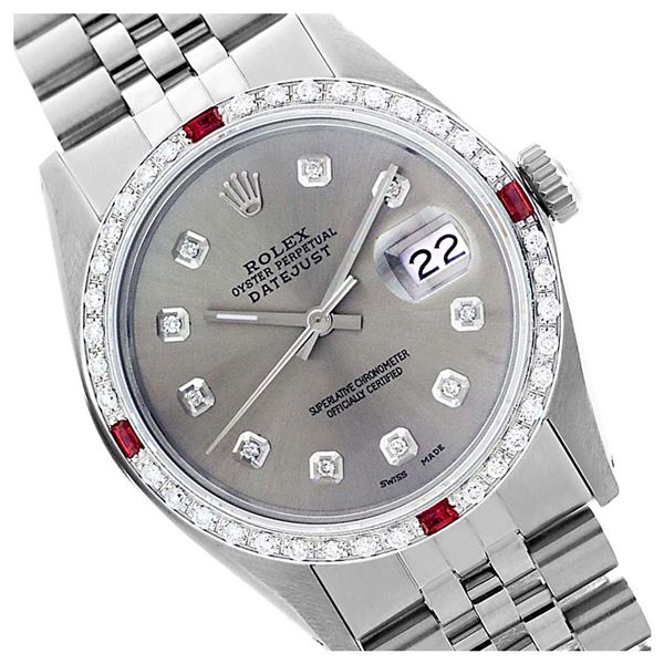Rolex Ladies Stainless Steel, Diam Dial & Diam/Ruby Bezel, Sapphire Crystal - REF-426N3A