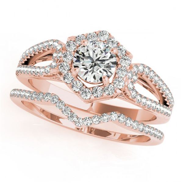 1.07 ctw Certified VS/SI Diamond 2pc Wedding Set Halo 14k Rose Gold - REF-106X5A