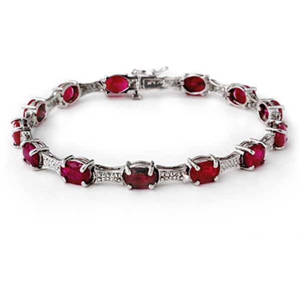 14.54 ctw Ruby & Diamond Bracelet 14k White Gold - REF-135N6F