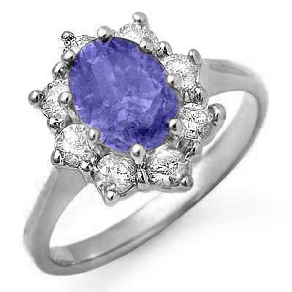 2.75 ctw Tanzanite & Diamond Ring 18k White Gold - REF-97X6A
