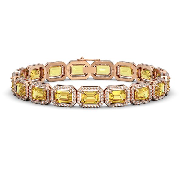 23.74 ctw Fancy Citrine & Diamond Micro Pave Halo Bracelet 10k Rose Gold - REF-345R5K