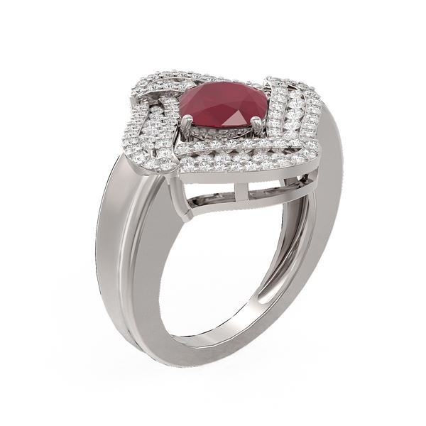 3.42 ctw Ruby & Diamond Ring 18K White Gold - REF-171K5Y