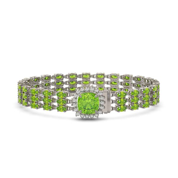 29.26 ctw Peridot & Diamond Bracelet 14K White Gold - REF-281R8K