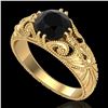 Image 1 : 1 ctw Fancy Black Diamond Engagment Art Deco Ring 18k Yellow Gold - REF-90A9N