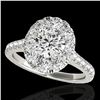 Image 1 : 2 ctw Certified Diamond Solitaire Halo Ring 10k White Gold - REF-229N3F