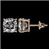 Image 2 : 2.50 ctw VS/SI Quality Cushion Diamond Stud Earrings 10k Rose Gold - REF-601Y4X