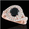 Image 1 : 2 ctw Certified VS Black Diamond Solitaire Halo Ring 10k Rose Gold - REF-74R2K