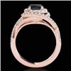 Image 2 : 2 ctw Certified VS Black Diamond Solitaire Halo Ring 10k Rose Gold - REF-74R2K