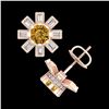 Image 3 : 1.77 ctw Intense Fancy Yellow Diamond Art Deco Earrings 18k Rose Gold - REF-236H4R