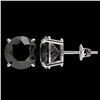 Image 2 : 4 ctw Fancy Black Diamond Solitaire Stud Earrings 10k White Gold - REF-68X8A
