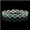 Image 1 : 30.06 ctw Emerald & Diamond Micro Pave Halo Bracelet 10k White Gold - REF-393W3H
