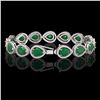 Image 2 : 30.06 ctw Emerald & Diamond Micro Pave Halo Bracelet 10k White Gold - REF-393W3H