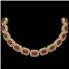 Image 1 : 137.65 ctw Certified Ruby & Diamond Victorian Necklace 14K Yellow Gold - REF-2875R6K