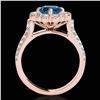Image 2 : 2.16 ctw SI Certified Fancy Blue Diamond Halo Ring 10k Rose Gold - REF-166N4F