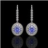 Image 1 : 9.47 ctw Tanzanite & Diamond Victorian Earrings 14K White Gold - REF-315H6R