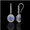 Image 2 : 9.47 ctw Tanzanite & Diamond Victorian Earrings 14K White Gold - REF-315H6R