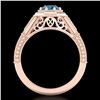 Image 3 : 0.84 ctw Fancy Intense Blue Diamond Art Deco Ring 18k Rose Gold - REF-161G8W