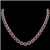 Image 1 : 34.11 ctw Ruby & Diamond Micro Pave Halo Necklace 10k White Gold - REF-672R8K