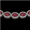 Image 3 : 34.11 ctw Ruby & Diamond Micro Pave Halo Necklace 10k White Gold - REF-672R8K
