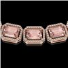 Image 3 : 81.64 ctw Morganite & Diamond Micro Pave Halo Necklace 10k Rose Gold - REF-1728Y2X
