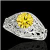 Image 1 : 1.36 ctw Certified SI Intense Yellow Diamond Antique Ring 10k White Gold - REF-197H8R