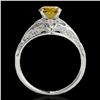 Image 2 : 1.36 ctw Certified SI Intense Yellow Diamond Antique Ring 10k White Gold - REF-197H8R