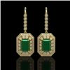 Image 1 : 14.16 ctw Certified Emerald & Diamond Victorian Earrings 14K Yellow Gold - REF-345G5W
