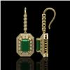 Image 2 : 14.16 ctw Certified Emerald & Diamond Victorian Earrings 14K Yellow Gold - REF-345G5W