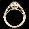Image 2 : 1.50 ctw Certified Diamond Solitaire Halo Ring 10k Yellow Gold - REF-204M5G