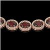 Image 3 : 32.82 ctw Garnet & Diamond Micro Pave Halo Necklace 10k Rose Gold - REF-600W2H