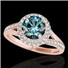 Image 1 : 1.85 ctw SI Certified Fancy Blue Diamond Halo Ring 10k Rose Gold - REF-163Y6X