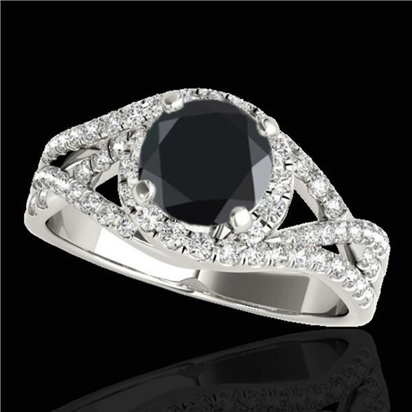 1.5 ctw Certified VS Black Diamond Solitaire Halo Ring 10k White Gold - REF-65G5W