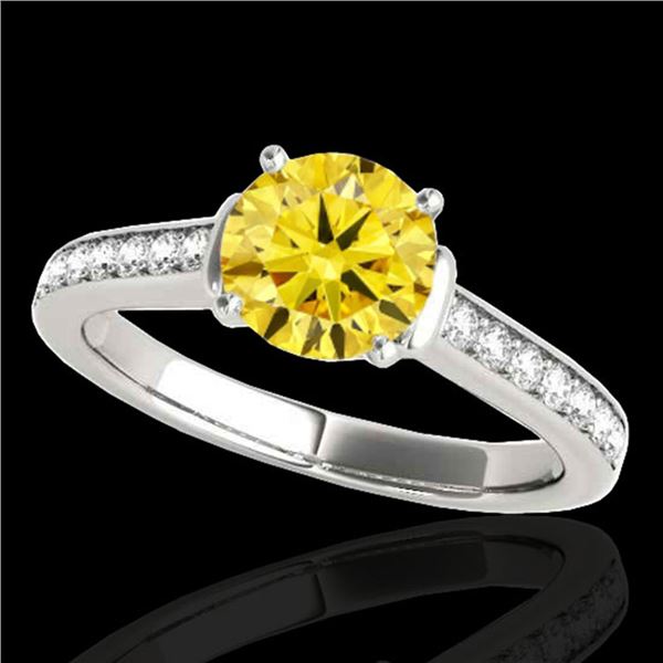 1.5 ctw Certified SI/I Fancy Intense Yellow Diamond Ring 10k White Gold - REF-204Y5X