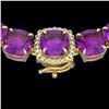 Image 1 : 116 ctw Amethyst & VS/SI Diamond Halo Micro Necklace 14k Yellow Gold - REF-350M2G