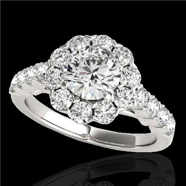 3 ctw Certified Diamond Solitaire Halo Ring 10k White Gold - REF-381W8H